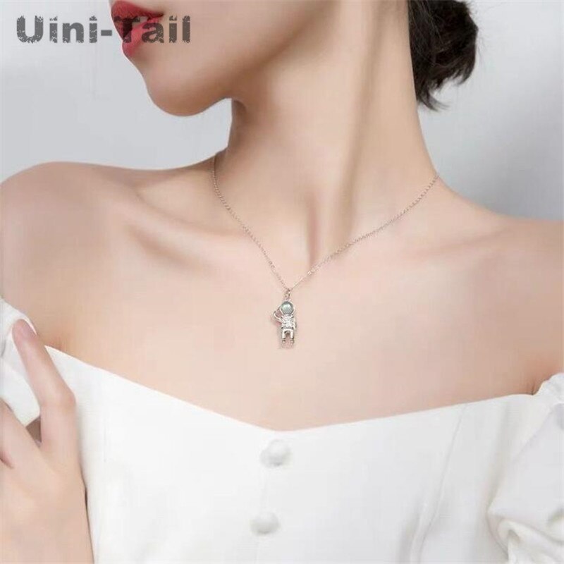 Uini-Tail 925 sterling silver cute astronaut necklace sweet temperament simple romantic jewelry