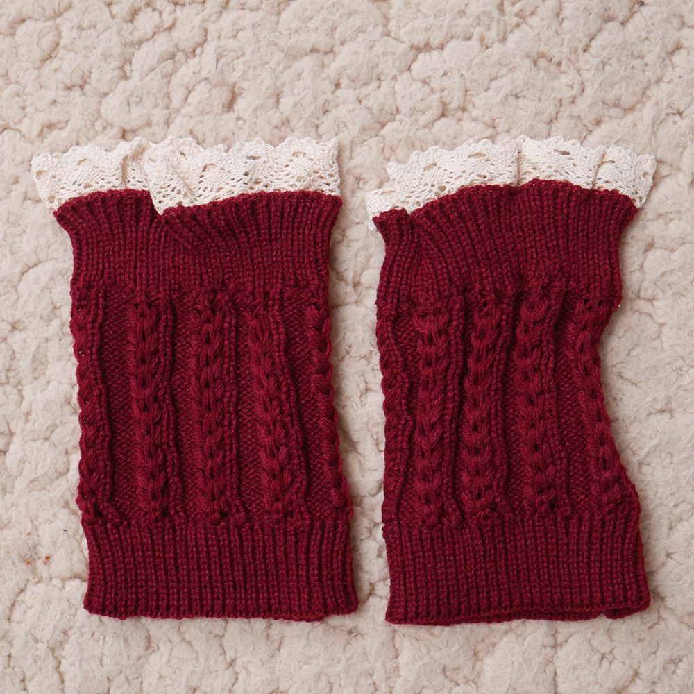 Calcetines de punto para botas, calentadores de piernas cortas para mujer, calcetines tejidos de encaje, accesorios para botas de