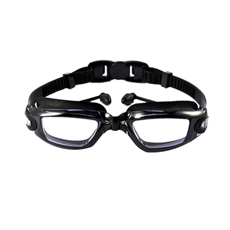 Udendørs vandsport svømmebriller briller vandtætte anti-tåge svømmebriller stor ramme med silikone ørepropper: Tb