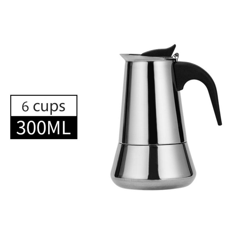 Stainless Steel Coffee Pot Coffee Maker Latte Percolator Stove Coffee Maker Pot Percolator Induction Cooker Stovetop Coffee Tool: 300ML