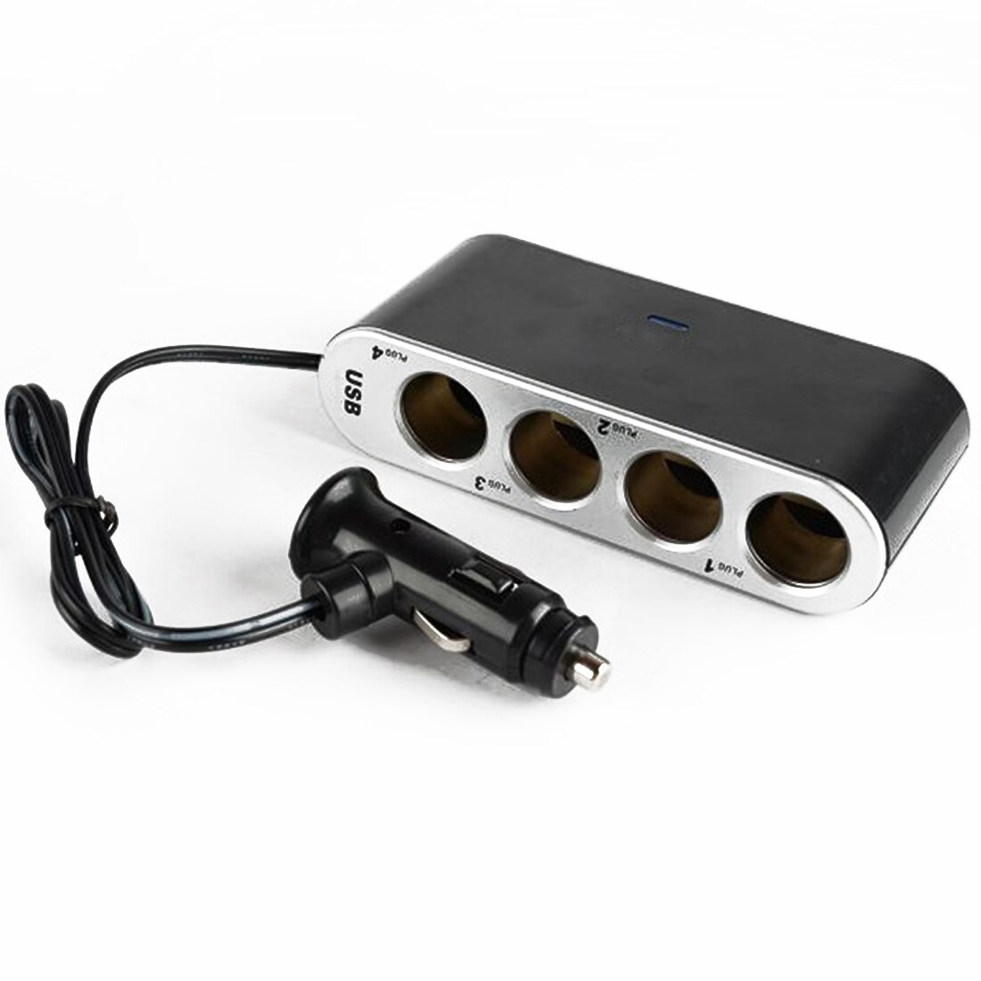 12v - 24v 4 -veis multi-socket billader kjøretøy bil bil sigarettenner stikkontakt splitter + usb-porter plugg adapter