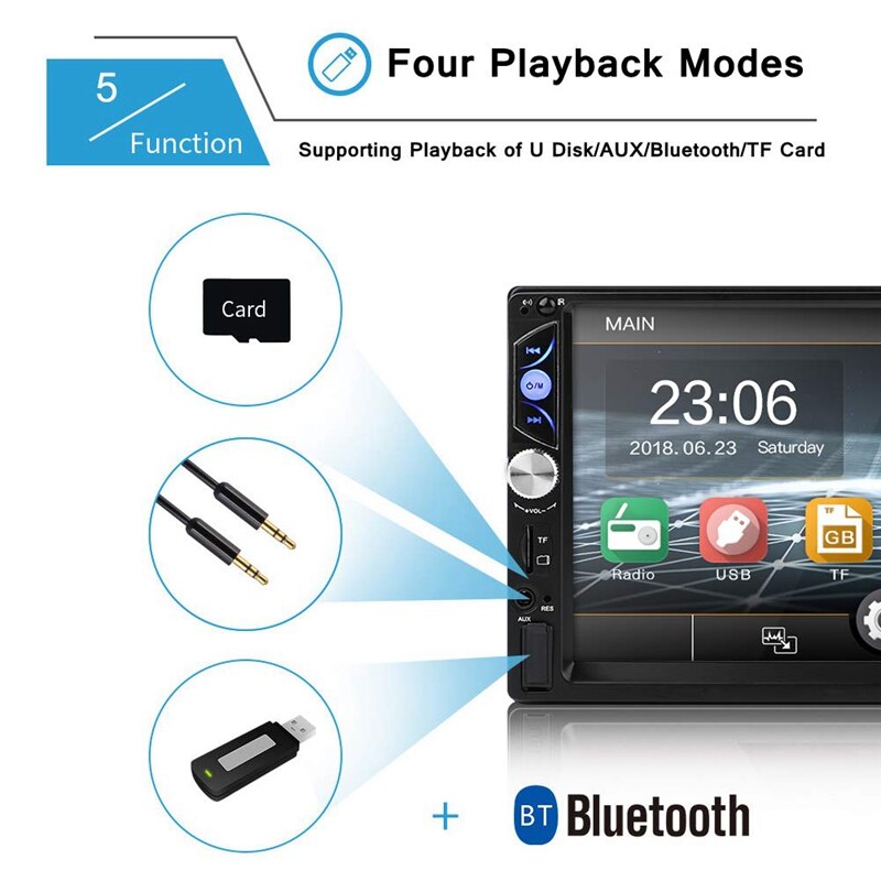 Autoradio druk  sn 7 hd inch druk  sn 2 din in-dash  mp5 speler o video versterker met mirror link fm radio afstandsbediening co