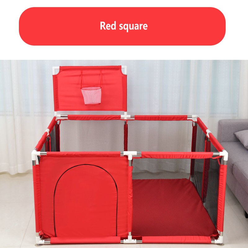 bambino scatola Bambini Barriera di Sicurezza Palle da Biliardo Pieghevole Bambini cestino E Campo di Calcio per 0-6 Anni di Età I Bambini di scatola: rosso piazza-1