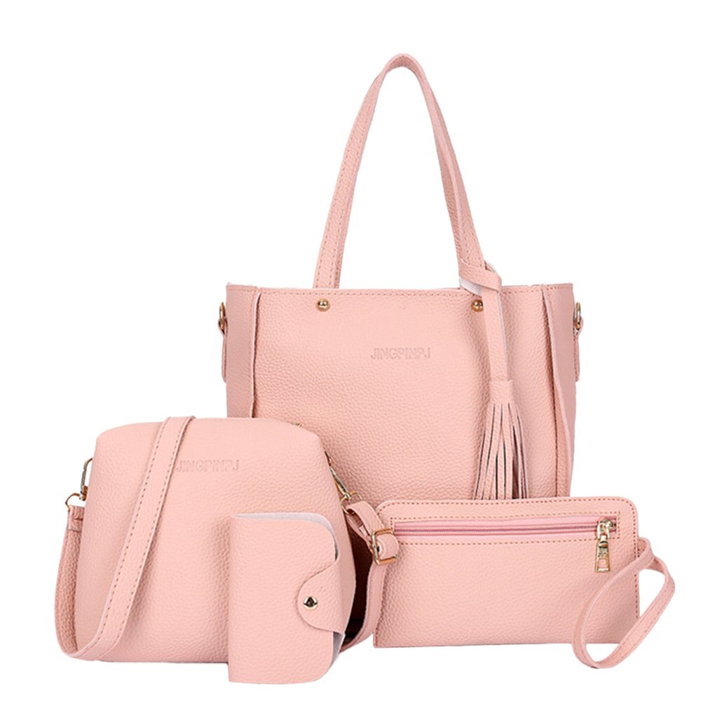 2020 4 pezzi/set moda donna borsa a tracolla in pelle PU nappe signore Bolsas borsa a tracolla grande capacità borsa portafoglio: 03