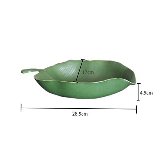 Jinserta keramische opbergschaal, sieraden display bord, groen blad dessert fruit cake snack noten bord, bureau diversen decoratie schaal: B