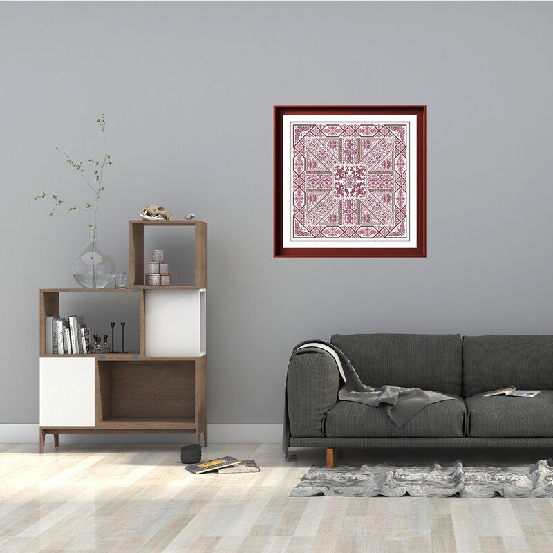 Dreampattern Burgundy geometric puzzle cross stitch kit simple pattern 18ct 14ct 11ct unprint canvas embroidery DIY