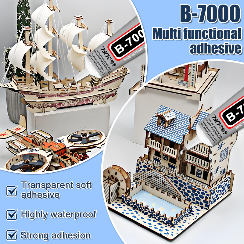 B7000 Glue, Handy-Bildschirmkleber, geeignet für Schmuck, Hausbau-Modelle, Trockenblumen, Holzrahmen, Stoffe, Pappe, Wollstoffe, universelle Bastelarbeiten, kreativer, weicher Kleber, Anti-Verstopfungs, 110ml