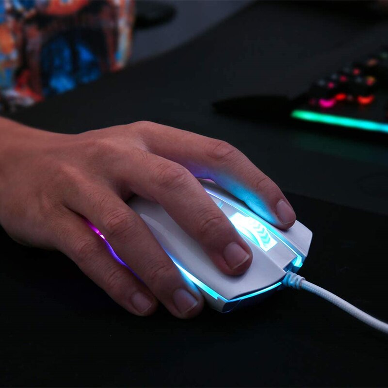 Redragon M711 Cobra Gaming Mouse 16.8 Million RGB Backlit 10000 DPI Adjustable Comfortable Grip 7 Programmable Buttons White
