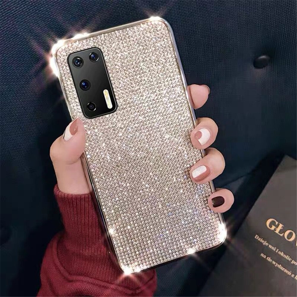 Luksus glitter rhinestone telefon etui til samsung galaxy  s20 ultra  s8 s10 s9 plus  s10e skinnende diamant blød silikone bagcover: S20