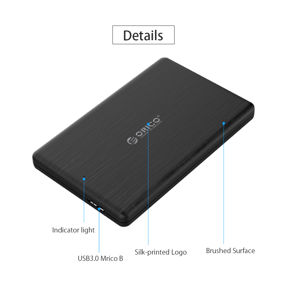 Orico 2.5 Inch Hdd Behuizing Sata Naar USB3.0 Micro B Externe Harde Schijf Schijf Behuizing Case Voor 7 Mm Ssd ondersteuning Uasp Voor Wd