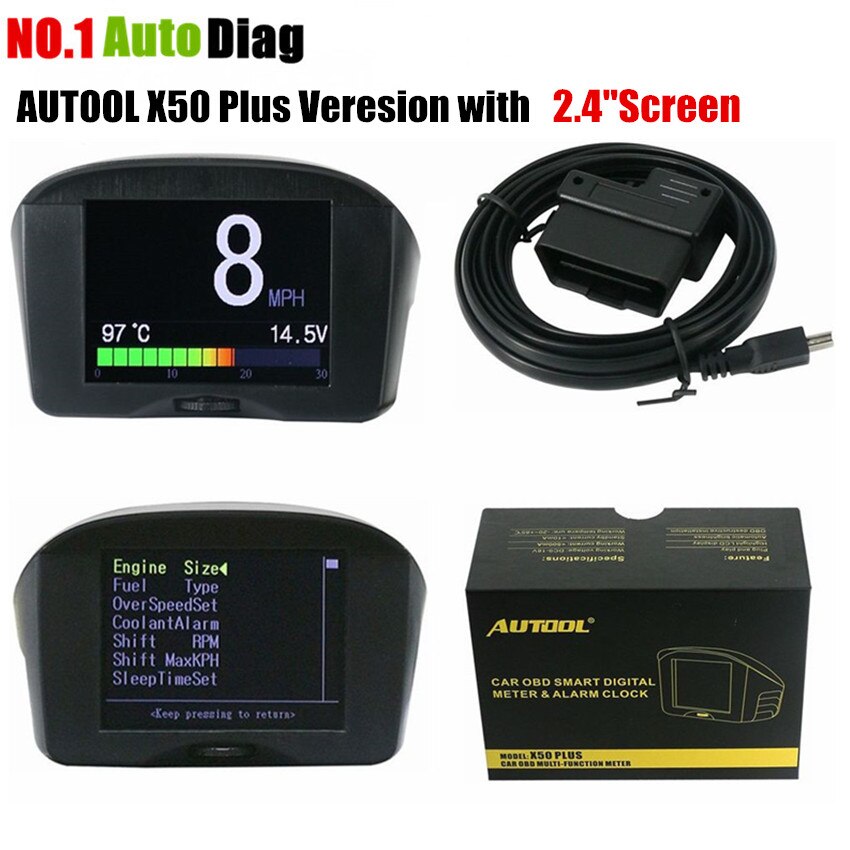 Autool X50 Plus Auto Obd Multi-Functie Smart Digitale Meter Alarm Foutcode Water Temperatuurmeter Spanning Snelheid Meter display