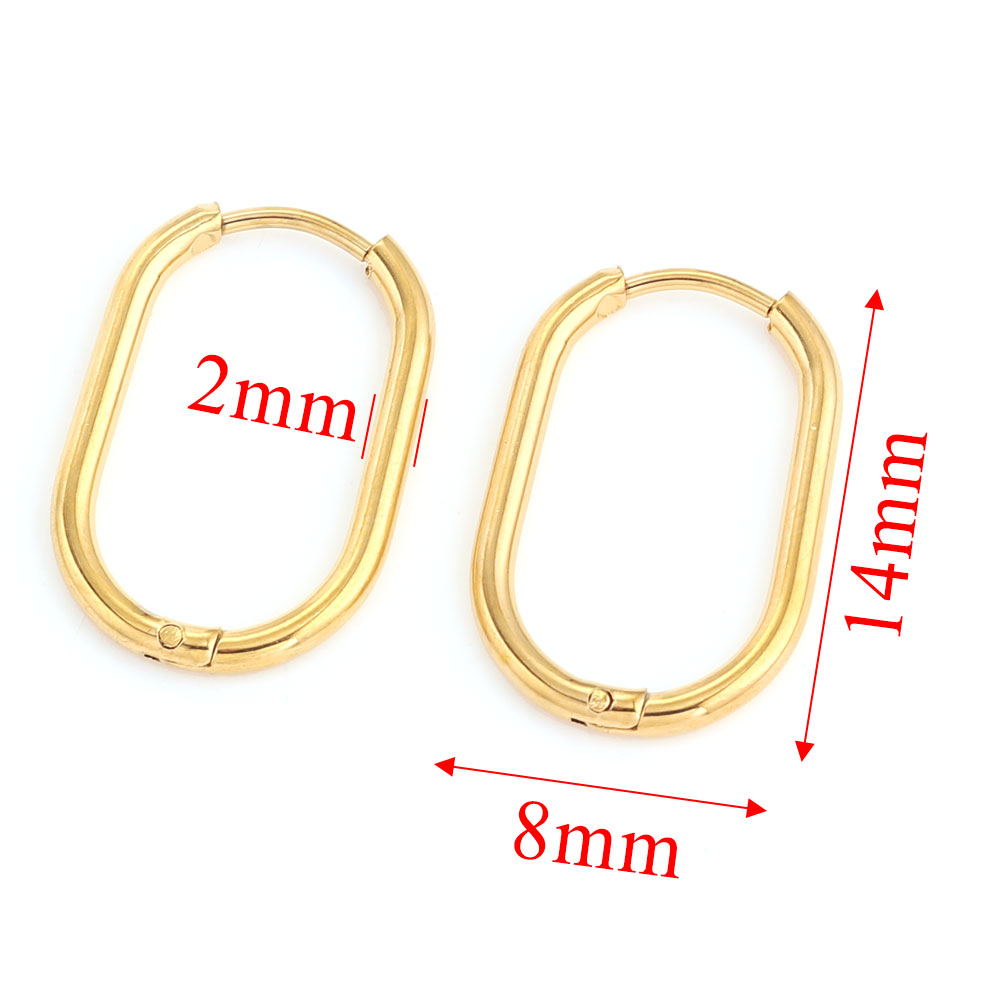 Pendientes de aro de acero inoxidable para mujer, joyería para Piercing, aro para prevenir alergias, joyería al por mayor, 6 uds.: Color oro puro