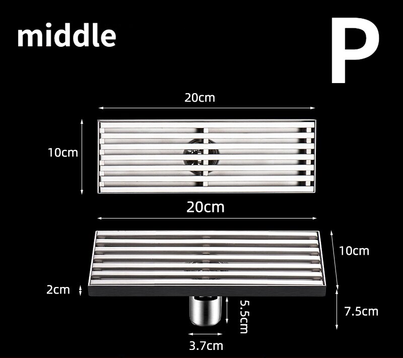 304 Stainless steel rectangular floor drain grate shower grill drain floor waste grate: P