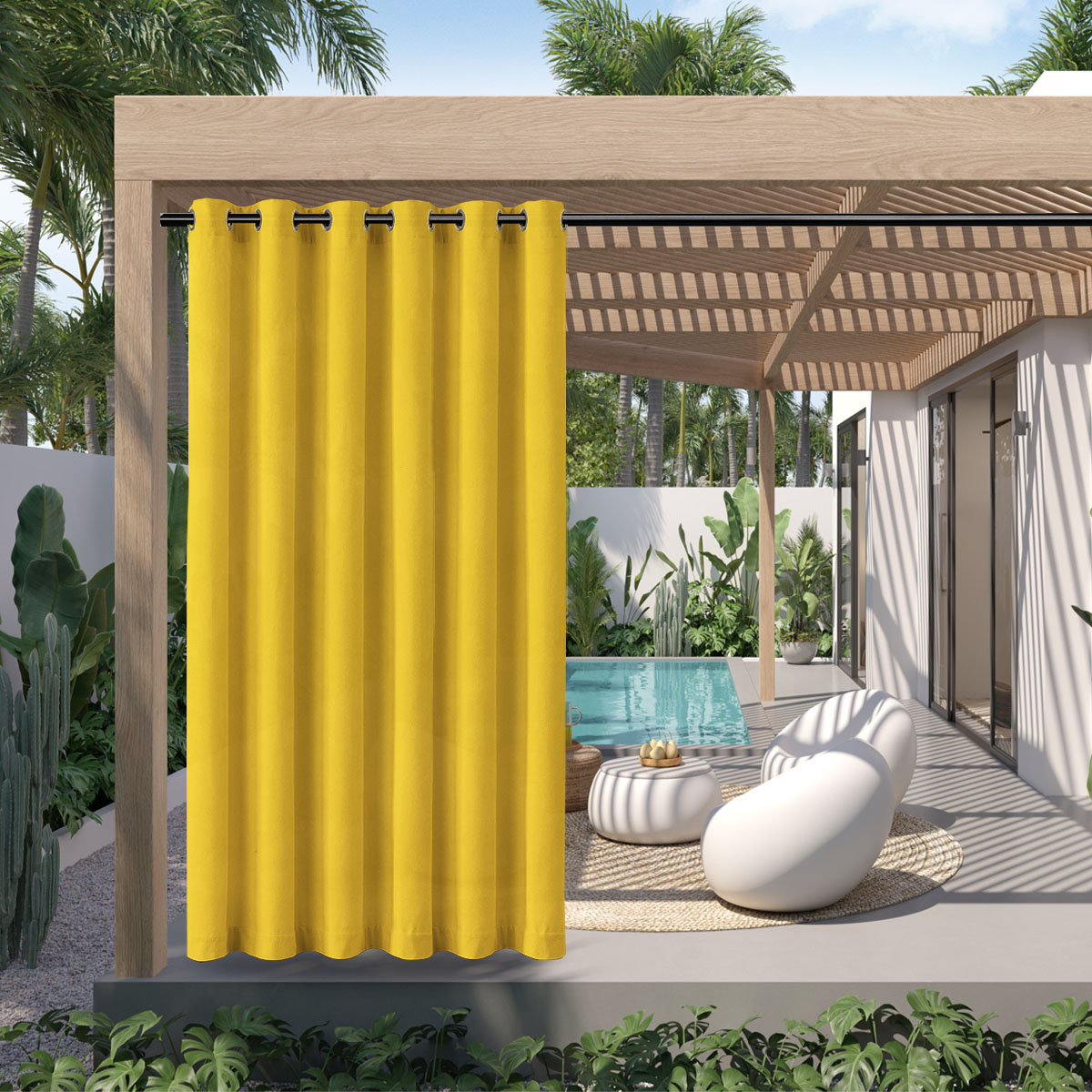 1 szt., wodoodporna zasłona Polyster na zewnątrz, odporna na warunki atmosferyczne kurtyna górna na ganek, pergola, Cabana, dekoracja patio
