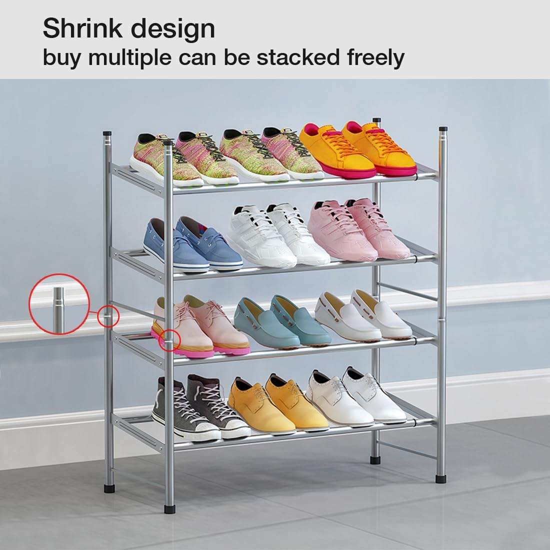 Zapatero apilable, estante de Metal de hierro expandible y ajustable, organizador de zapatos, organizador de zapatos para dormitorio, sala de estar