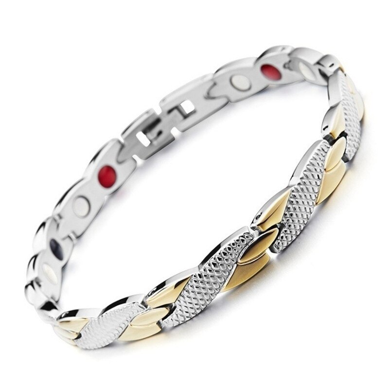 Twisted Dragon pattern Healthy Magnetic Magnet Bracelet for Women Power Therapy Magnets Bracelets Bangles for Women Men: Silver Gold