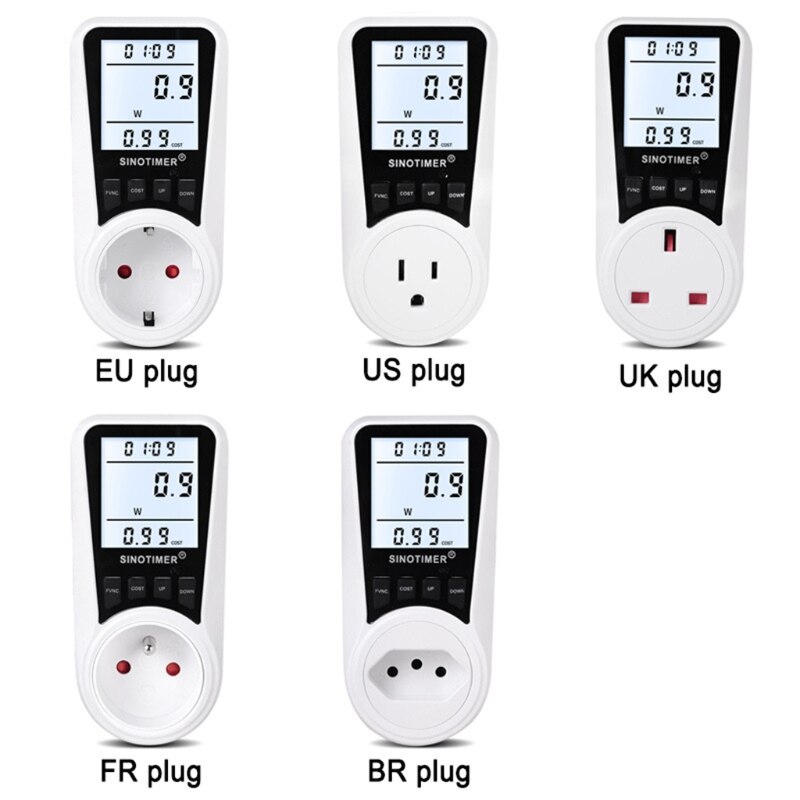 Electricity Usage Monitor Power Meter Plug Digital LCD Display Energy Meter Plug Volt Amps Watt kWh Consumption Analyzer