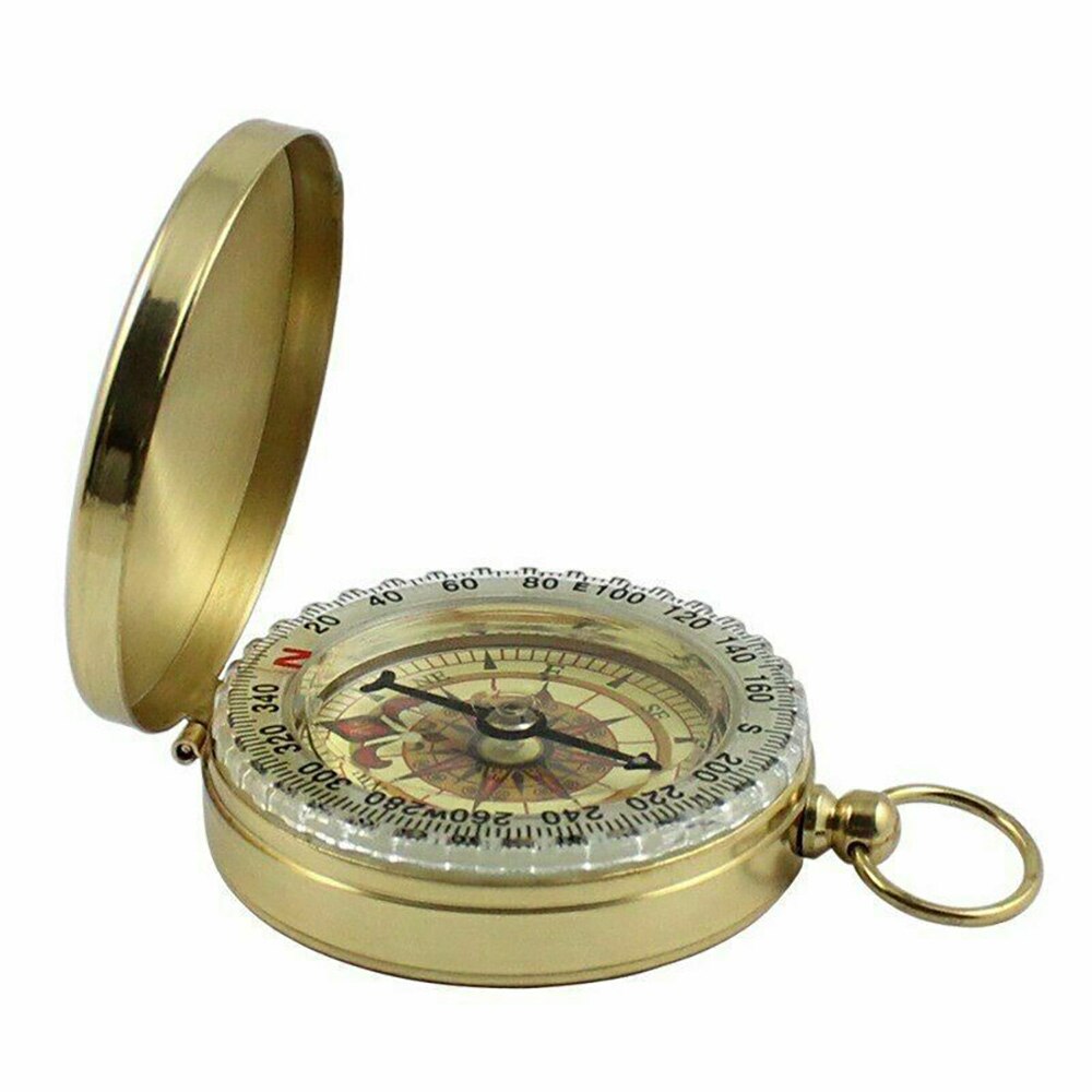 Camping Compass Navigation Hiking Pocket Brass Golden Compass Portable Compass Navigation for Outdoor Activities