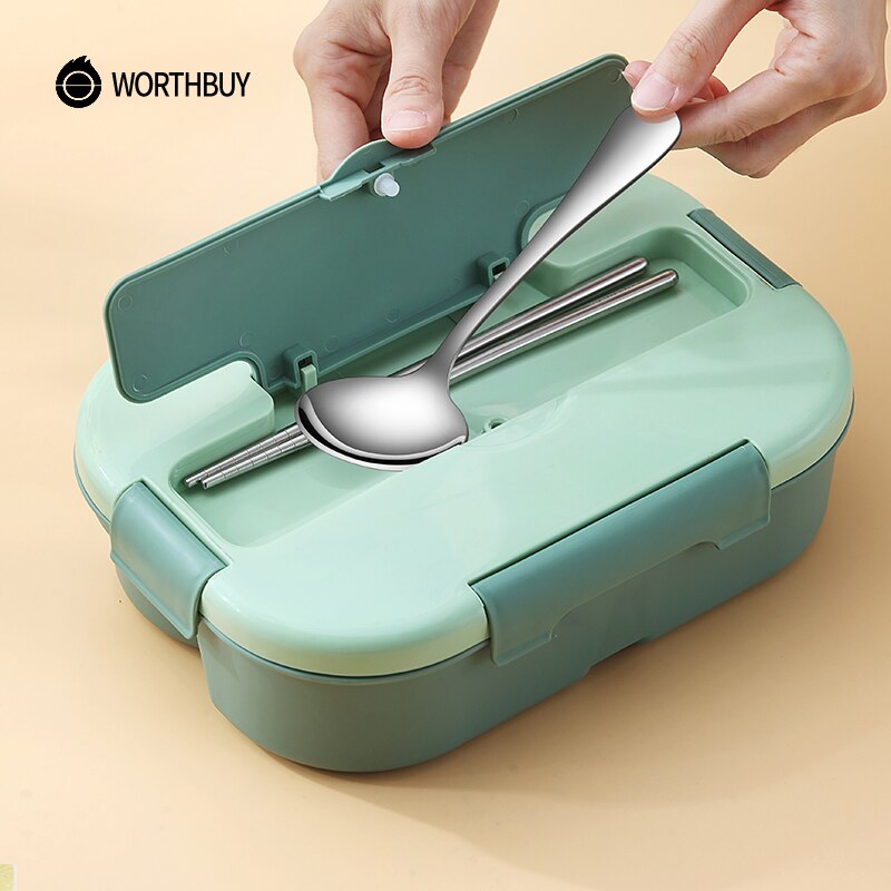 WORTHBUY Microwave Lunch Box For Kids School Plastic Food Container Leak-Proof Bento Lunch Box With Compartment Lunch Container