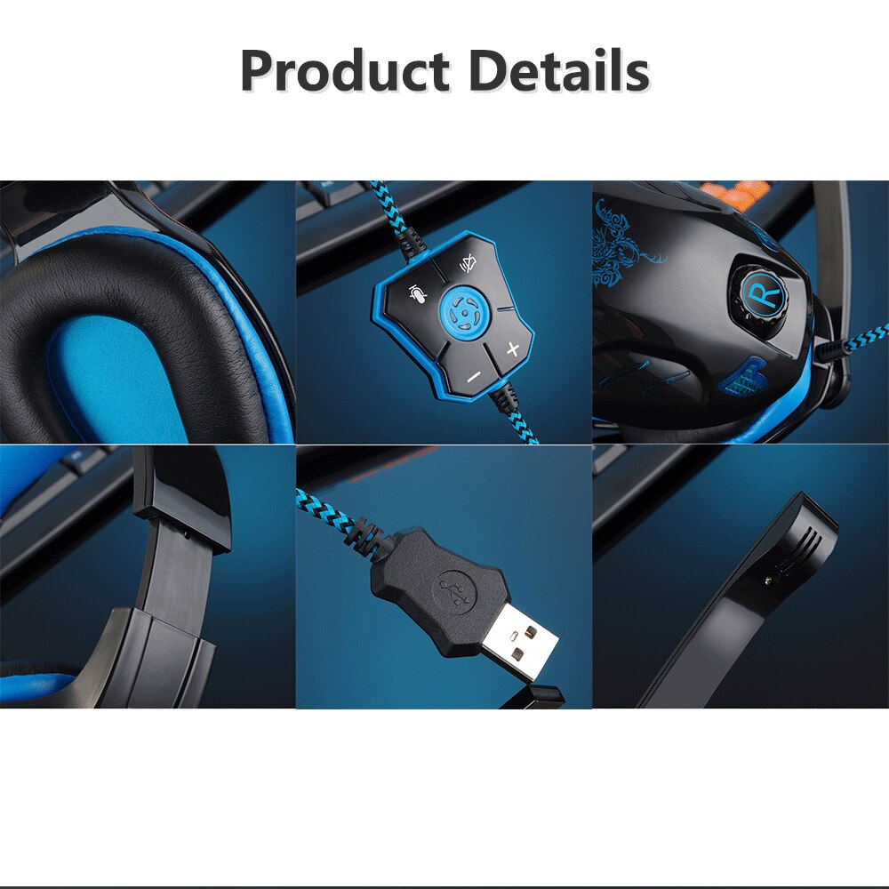 Gaming headset kablede hovedtelefoner stereo surround  ps4 gamer headset hd mic led lys til  ps4 pc xbox computer