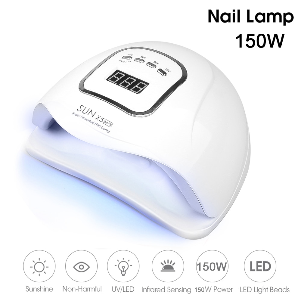 Lámpara para Gel de uñas 150W Sun X5 MAX, secador de uñas LED de lámpara con pantalla LCD, herramientas de manicura DIY, UV para todo tipo de laca de Gel, lámpara de hielo # GS-9