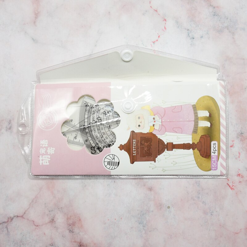 4 pieces / set of cartoon protractor ruler mathematics classroom ruler school student supplies