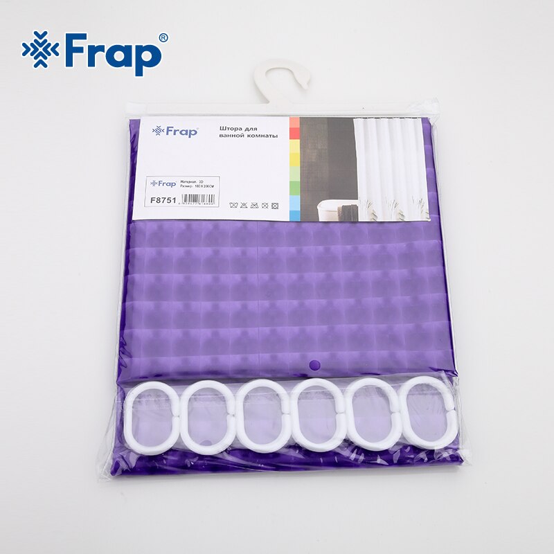 Frap 180*180 cm Plastic PEVA 3d Waterdicht Douchegordijn paars Badkamer Gordijn Luxe Bad Gordijn Met haken F8701 F8751