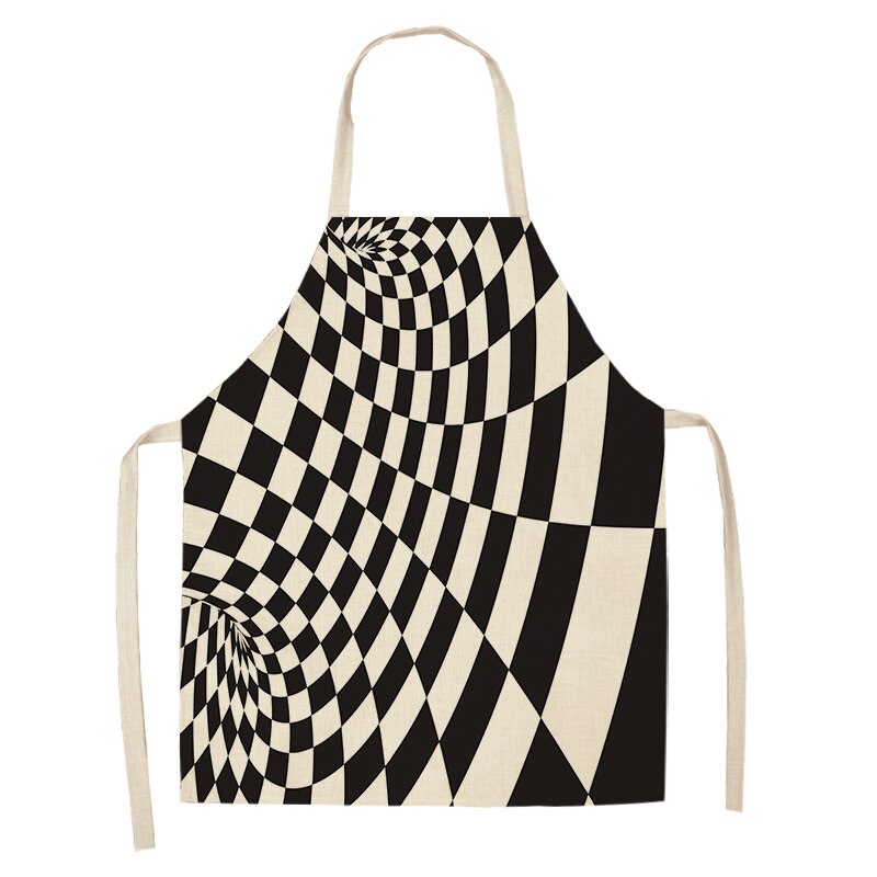 1 stuk zwart-wit geometrisch keukenschort voor vrouwen en mannen thuis koken bakken winkel schoonmaken katoenen linnen slabbetjes 53*65cm g1006: En