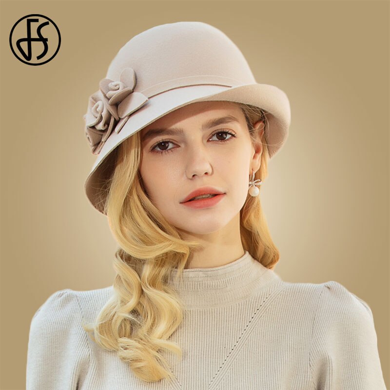 Fs 100%  australiansk sort uldfilt fedora hatte til kvinder vintage bred skygge vinterkirke cloche derby hat fedoras bowler cap