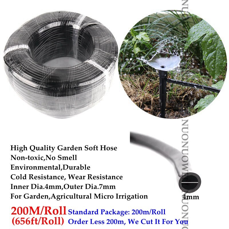 Manguera de jardín no tóxica, tubo de agua de PVC suave, resistente al frío, sistema de riego por microgoteo para agricultura, 50m ~ 5m, 4/7mm
