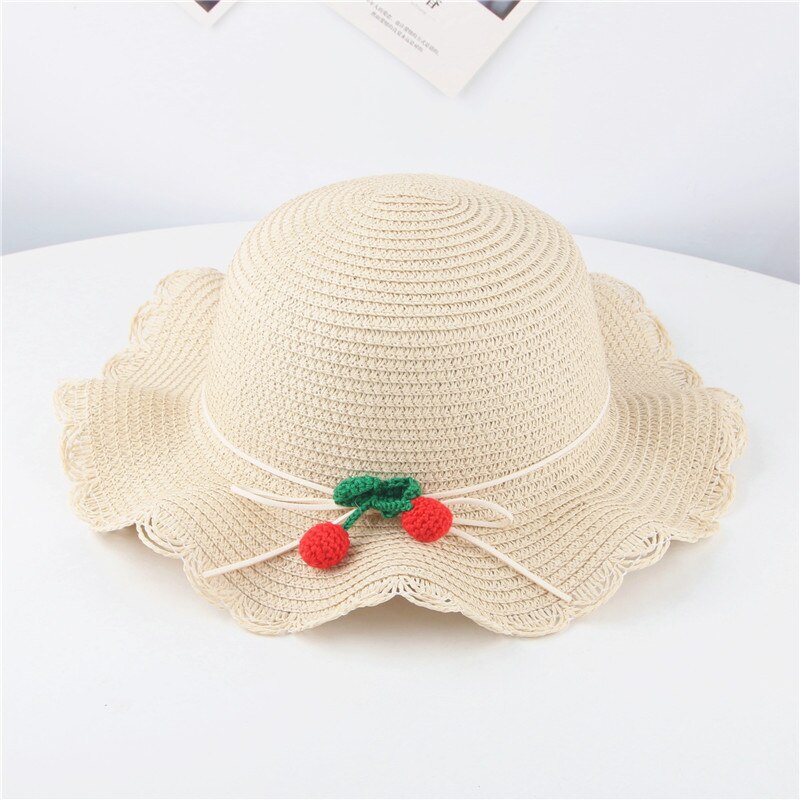 Baby piger sommer hat strand stråhat panama cap dejlige sol hatte til børn uv beskyttende hatgorras casquette: Beige