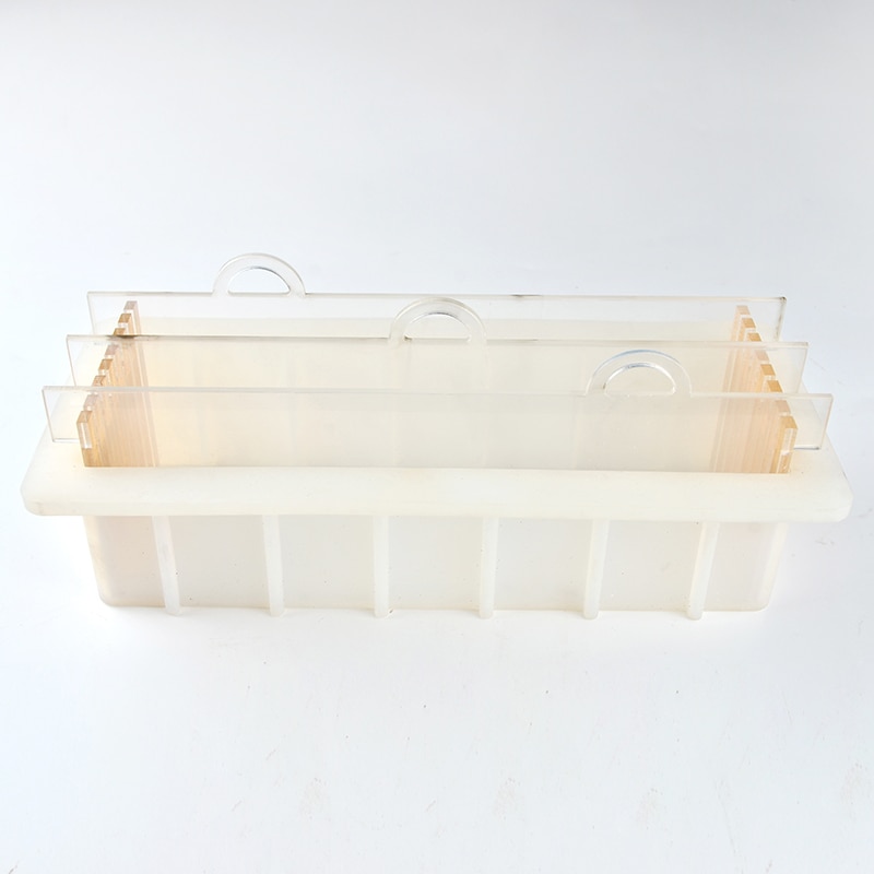 Nicole Rendering Zeep Siliconen Mal Met Transparante Verticale Acryl Duig Wit Rechthoekige Mould Voor Diy Handgemaakte