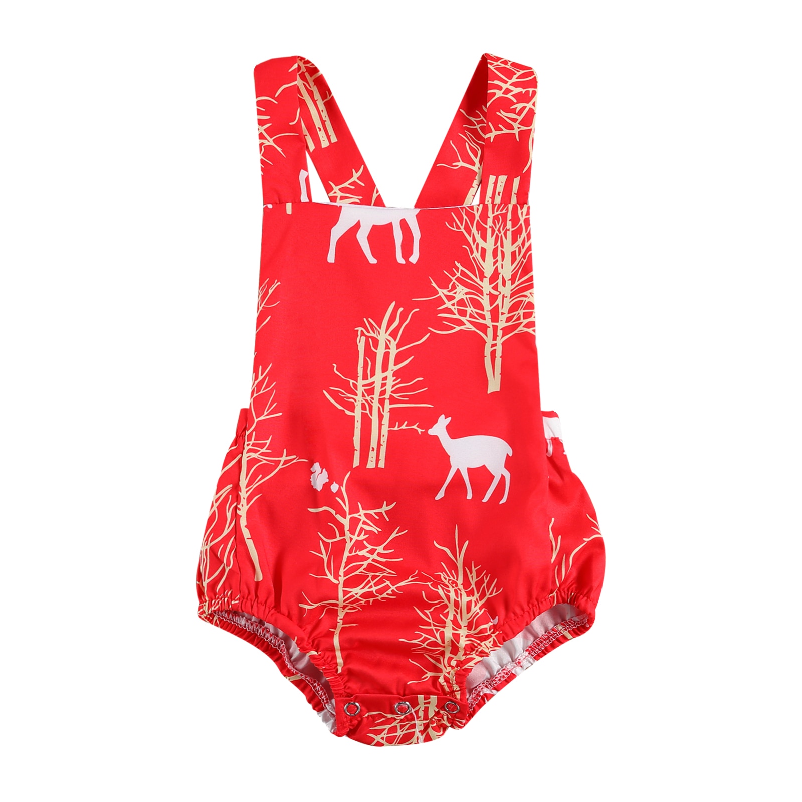 Christmas NewBorn Baby Boy Girl Christmas Sleeveless Reindeer Print Short Pants Vest Romper