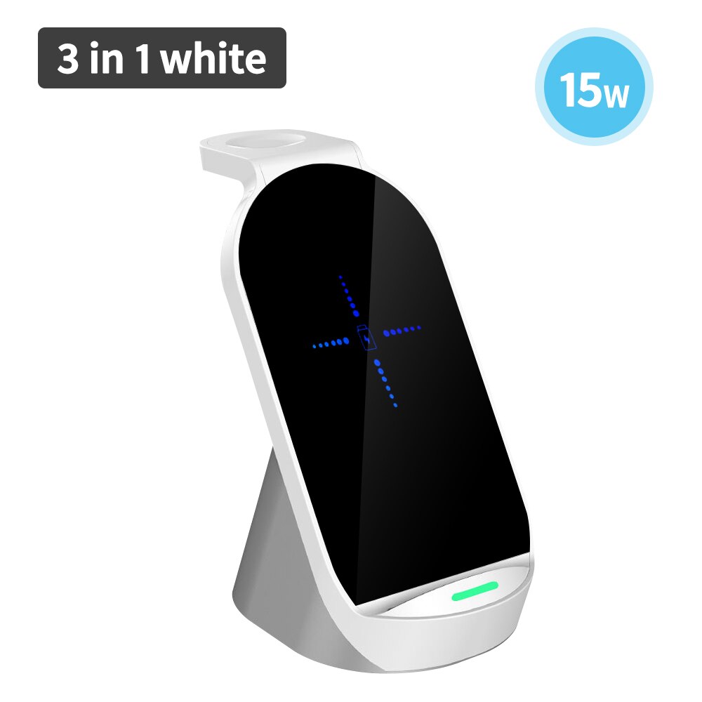 3 in 1 15w Qi Drahtlose Schnell Ladegerät Stand Dock Für Apfel iWatch AirPods iPhone Samsung Xiaomi Telefon Schnelle induktion Ladegerät: 3 in 1 weiß