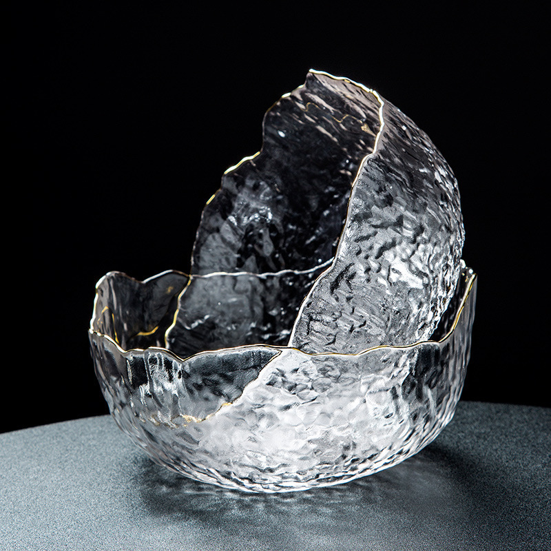Europeisk stil gylden glassbolle grønnsaker frukt salatskål glass originalitet hammerformet dessertskål