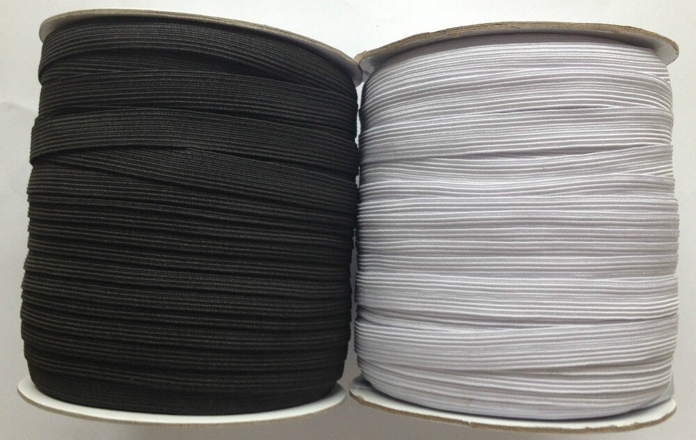 144 YARDS 1/2 Inch 12mm Breed 16 Cord Platte Elastische in Zwart of Wit