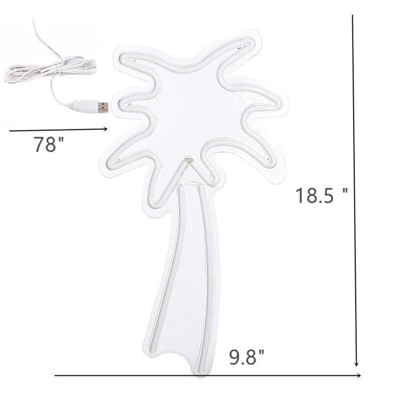 Neon Green Coconut Tree Led Neon Sign Light Party Wedding Decorations Kids Room Night Lamp Home Wall Decor Bar