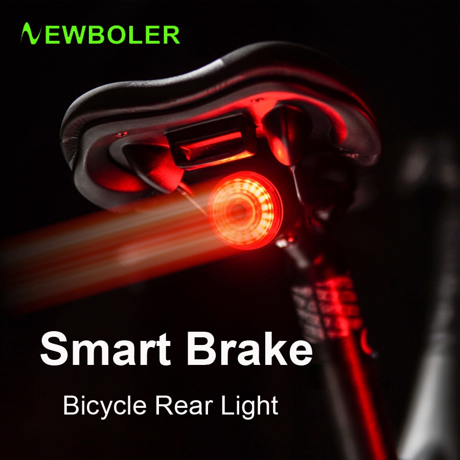 Newboler Smart Fiets Inductie Achterlicht Auto Start Stop Racefiets Led Licht Waterdicht Achterlicht Usb Fietsen Terug Achterlicht