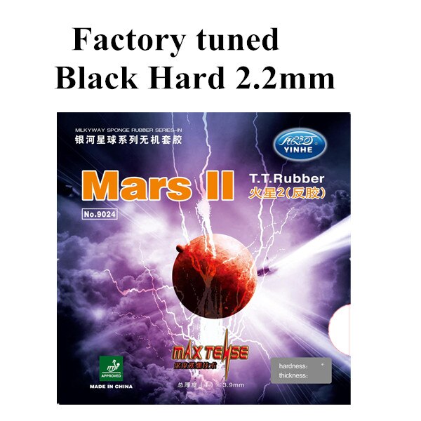 1x Yinhe Mars 2 Factory Tuned Pips-In Tafeltennis (PingPong) Rubber Met Spons: Black hard