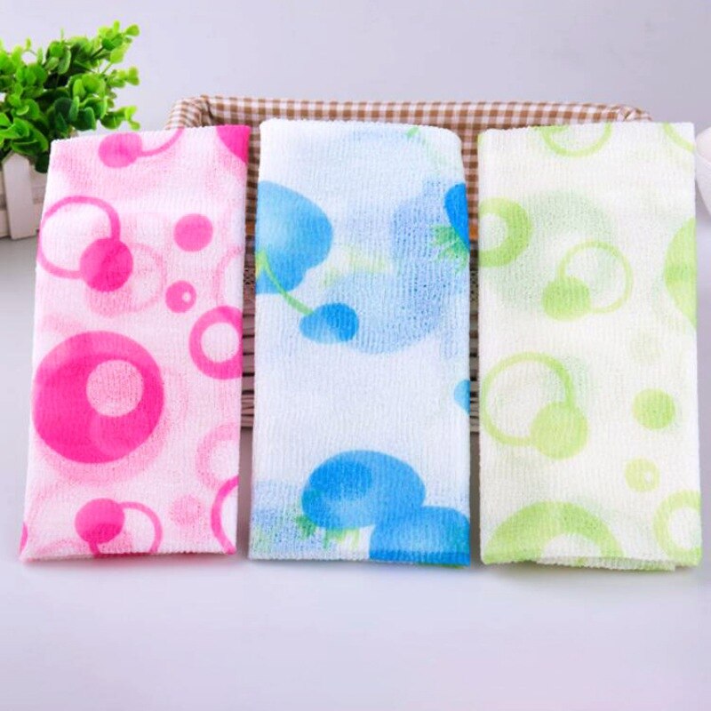 Koreaanse Lange Strips Terug Schuim Badhanddoek Nylon Sterke Zachte Badhanddoek Afdrukken