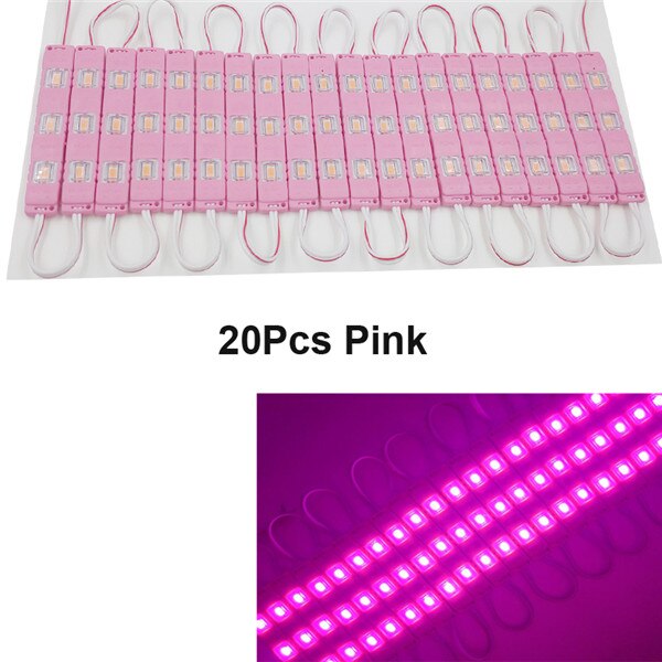20ps 10ps ip65 5730 3 led modul vandtæt varm hvid, ren hvid, rød, grøn, blå, pink, gul sprøjtestøbningslys til  dc 12v: 20 stk lyserød