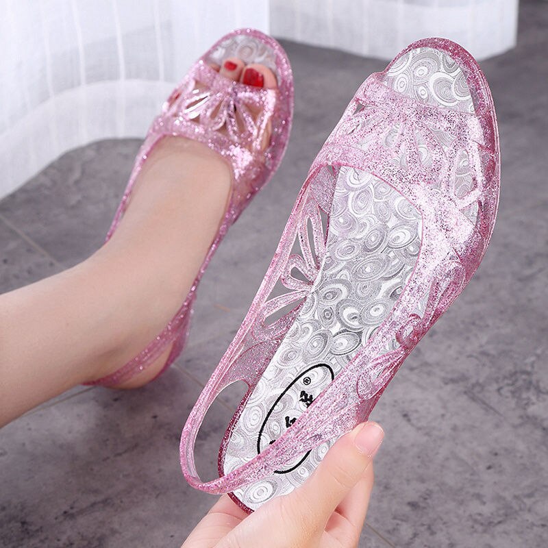 Crystal SandalsWoman, Summer Jelly Shoes,Wedges Women Casual Slippers,Household Slides, Slip On,Pink, Purple ,Gold,Black