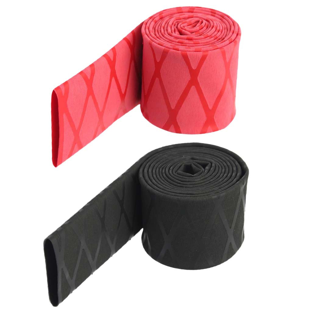 2pcs/pack Anti-slip Tubing X-Tube Heat Shrink Wraps Tubing Fishing Rod Handle Wrap 20mm Black Red
