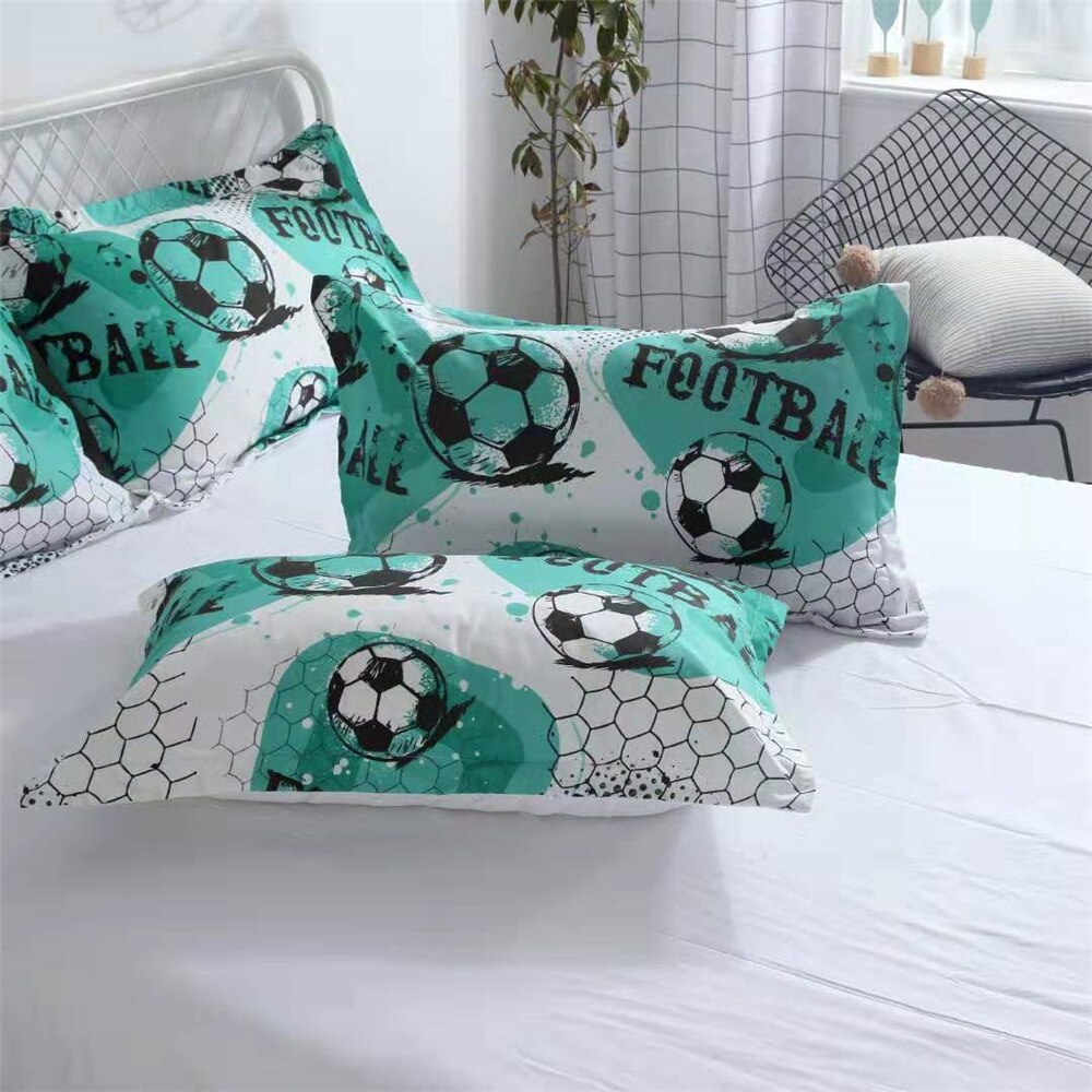 Jongens voetbal voetbal bedrukt bed beddengoed kinderen dekbedovertrek kussensloop beddecoratie dekbedovertrekset groene beddengoedset ons tweeling