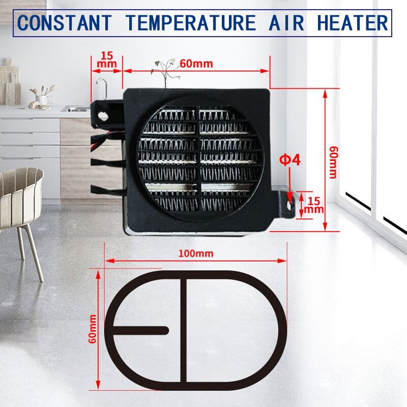DC 12V 100W Room Heater Energy Saving PTC Car Air Fan Heater Constant Temperature Heating Heaters Factory Price Safe Home DIY