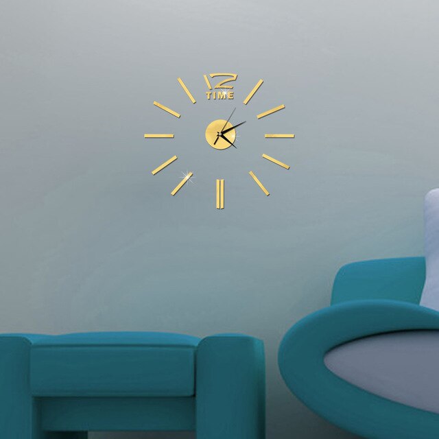 Modern Mini DIY Large Wall-Clock Sticker Mute Digital 3D Wall Big Clock Living Room Home Office Decor Ornaments: a