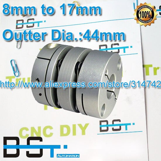 BSTMOTION Shaft coupling 8 x 17mm aluminum double disk coupler 8mm to 17mm Disc OD44mm 8.7N.m