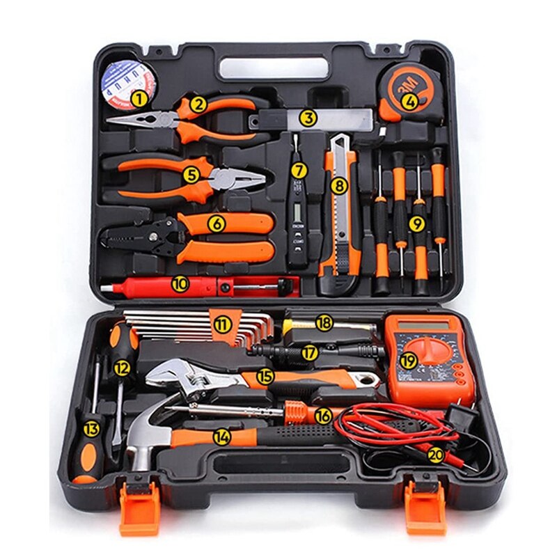 29Pcs Electrician&#39;s Tool Kit Household Repair Hand Tool Set With Portable Toolbox For Home Electrician Maintenance