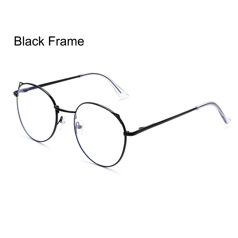 Optical Computer Glasses Anti Blue Light Gaming Glasses Round Metal Glasses Frame Can Be Equipped with Other Glasses: Black