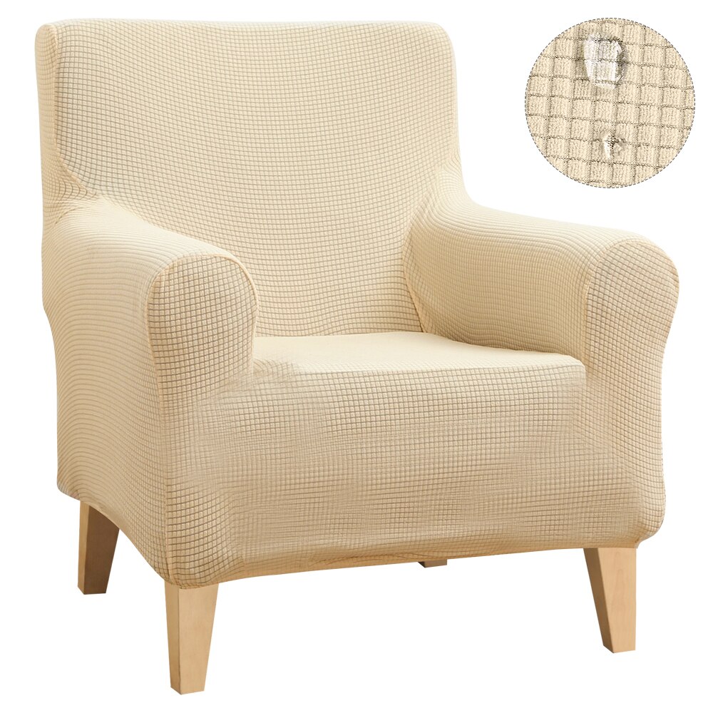 Moderne effen jacquard elastische bankzithoesbeschermer, wasbare hoes, universele bankhoes voor 1 persoon, woondecoratie: F